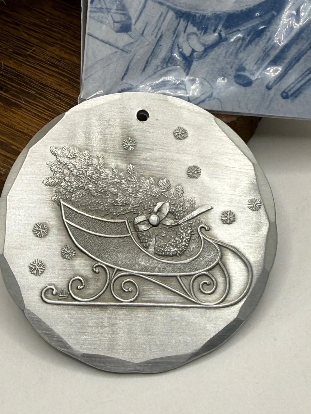 Vtg 1987 Wendell August Forge Hand Forged Aluminum Christmas Sleigh Ornament
